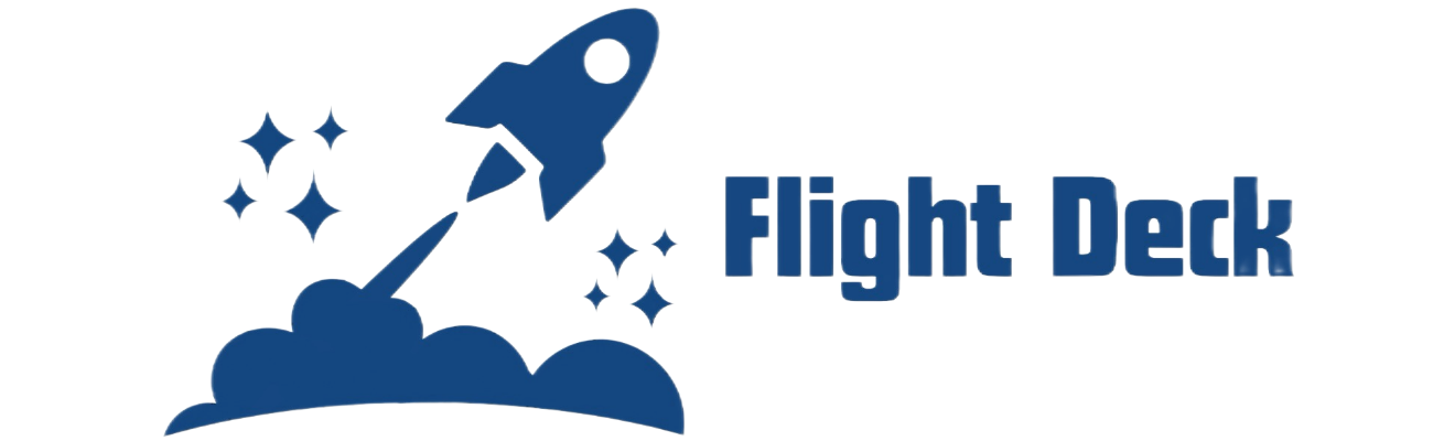 Flight Deck Logo. Rocket Launching 